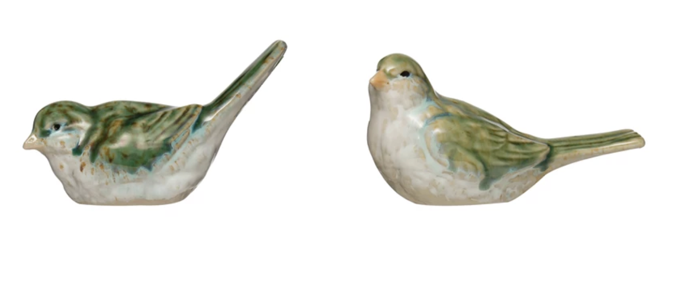 Stoneware Bird - Green