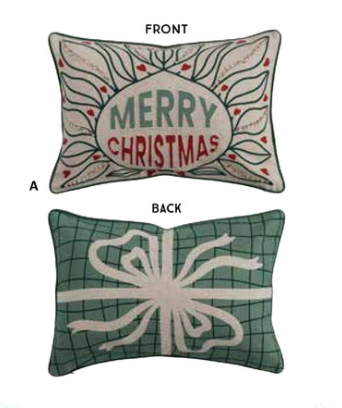 20" x 14" Cotton & Linen Lumbar Pillow "Merry Christmas"