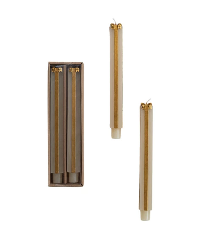 Unscented Package Shaped Taper Candles in Box, Set of 2