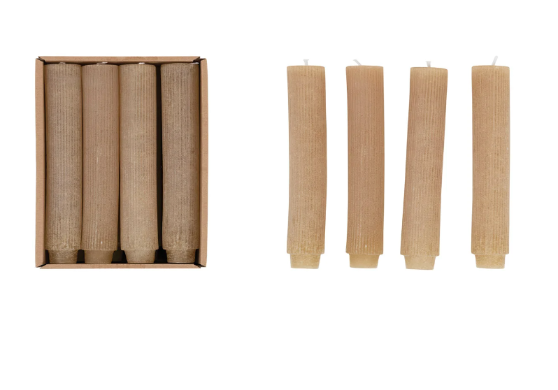 Unscented Pleated Taper Candles in Box, Set of 12