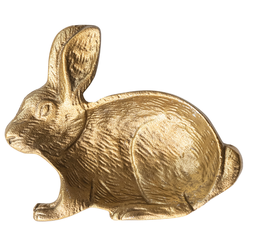Cast Aluminum Rabbit Shaped Dish, Gold Finish
