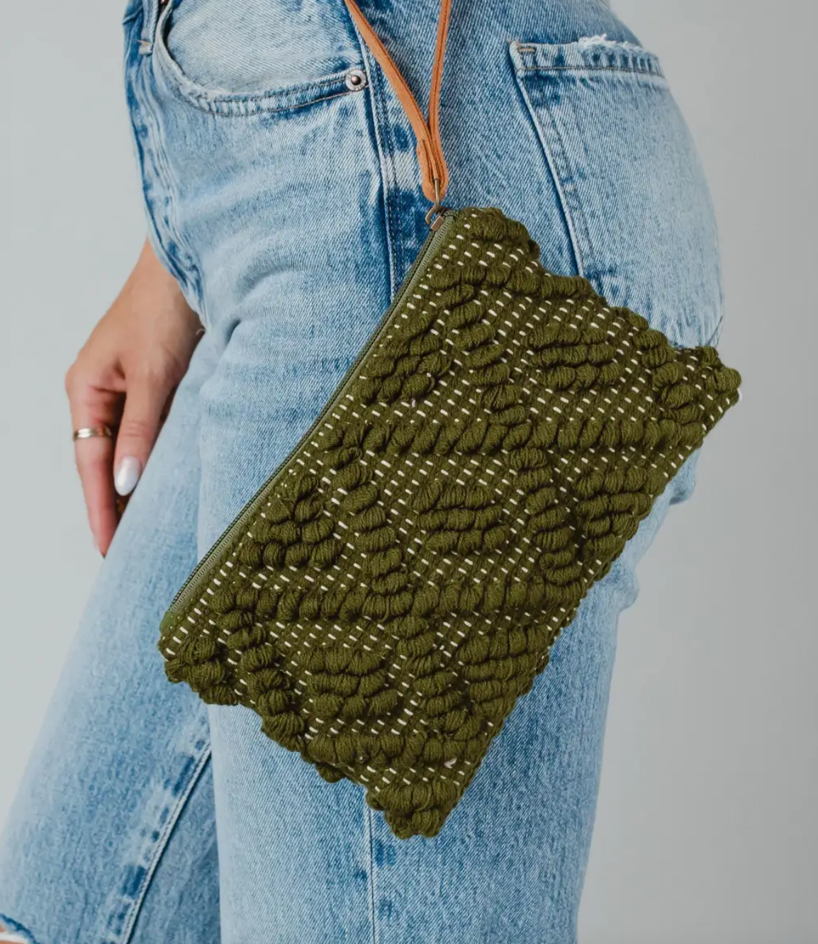 Camel Diamond Pattern Wristlet