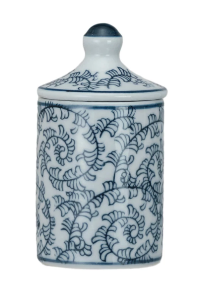 Hand-Painted Stoneware Spice Jar w/ Pattern, 4 Styles (Each One Will Vary)