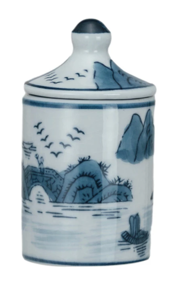 Hand-Painted Stoneware Spice Jar w/ Pattern, 4 Styles (Each One Will Vary)