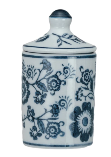 Hand-Painted Stoneware Spice Jar w/ Pattern, 4 Styles (Each One Will Vary)