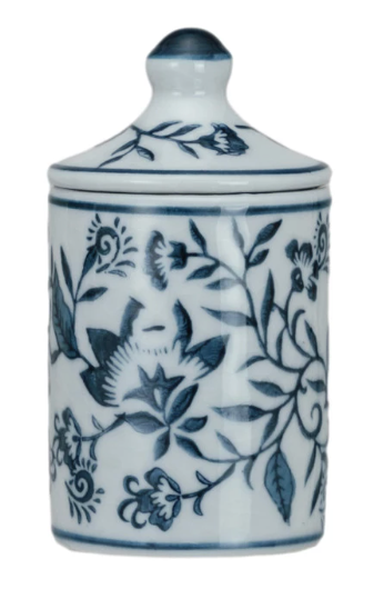 Hand-Painted Stoneware Spice Jar w/ Pattern, 4 Styles (Each One Will Vary)