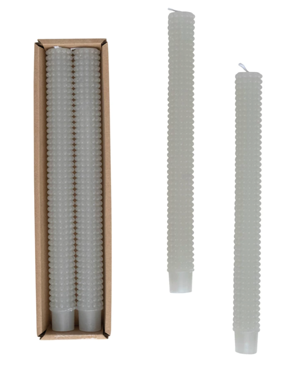 Unscented Hobnail Taper Candles in Box, Set of 2