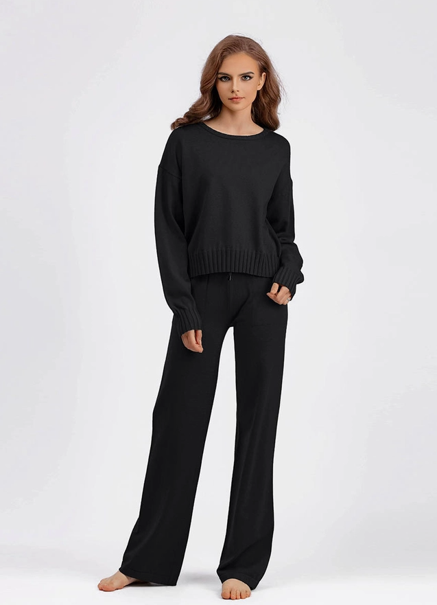 Round Neck Simple Knit Set