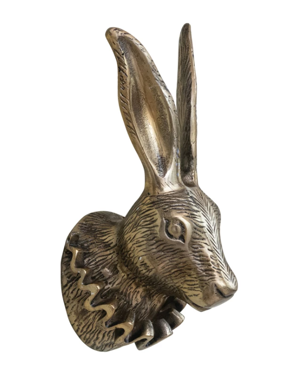 Cast Aluminum Rabbit Head with Ruff Collar Wall Décor