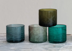 10 oz. Hand-Blown Recycled Drinking Glass/Votive Holder, 4 Colors,