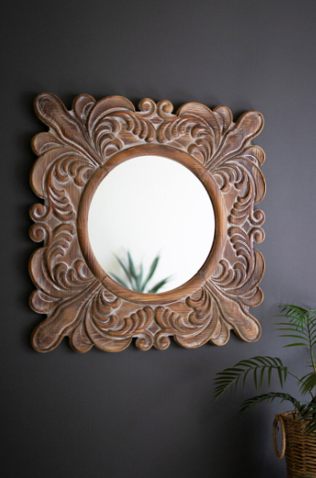 Carved Fleur De Lis Framed Mirror