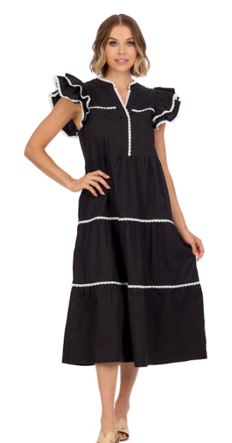 Pia Ric Rac Dress Black