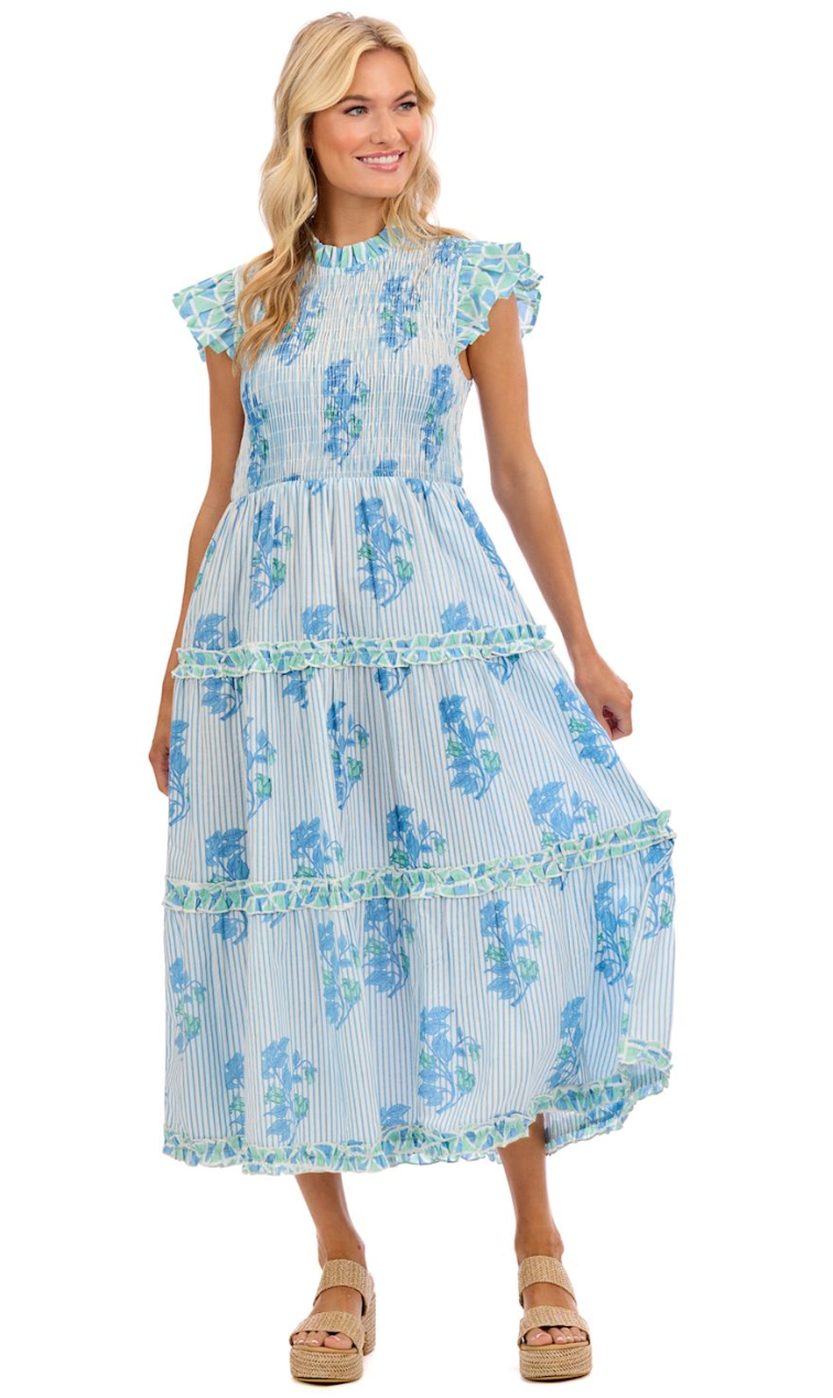Perin Smocked Midi Dress