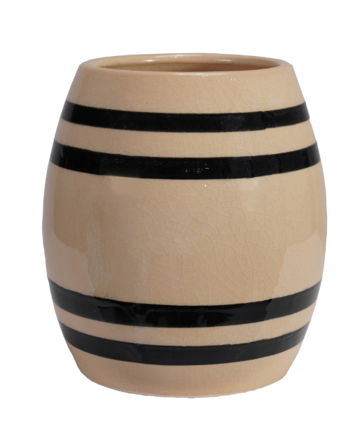 Stoneware Vintage Reproduction Crock with Stripes (Each Will Vary)