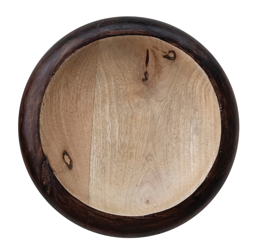 Mango Wood Dish, Natural & Burnt Finish