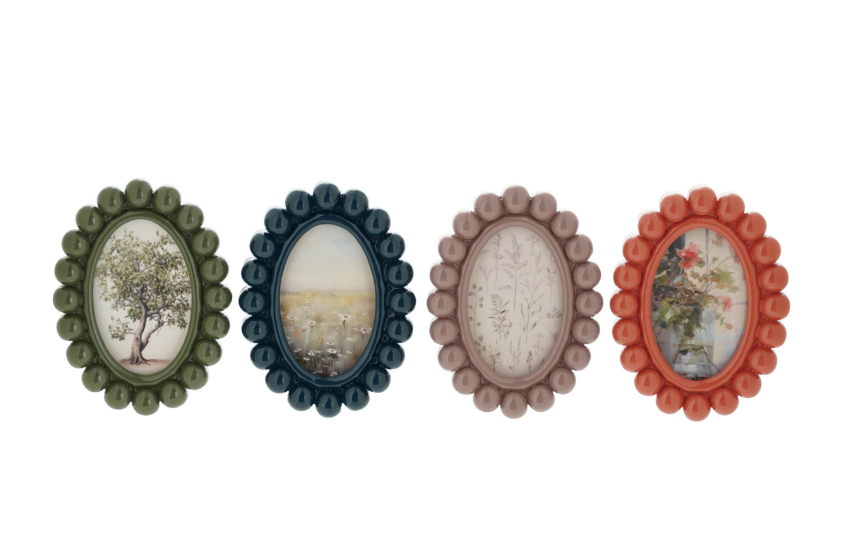Resin Ball Photo Frame Magnet, 4 Colors (Holds 2" x 3" Photo)