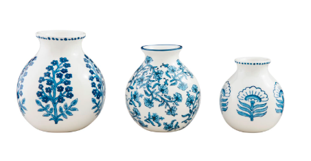 Bloom Block Print Flower Vases