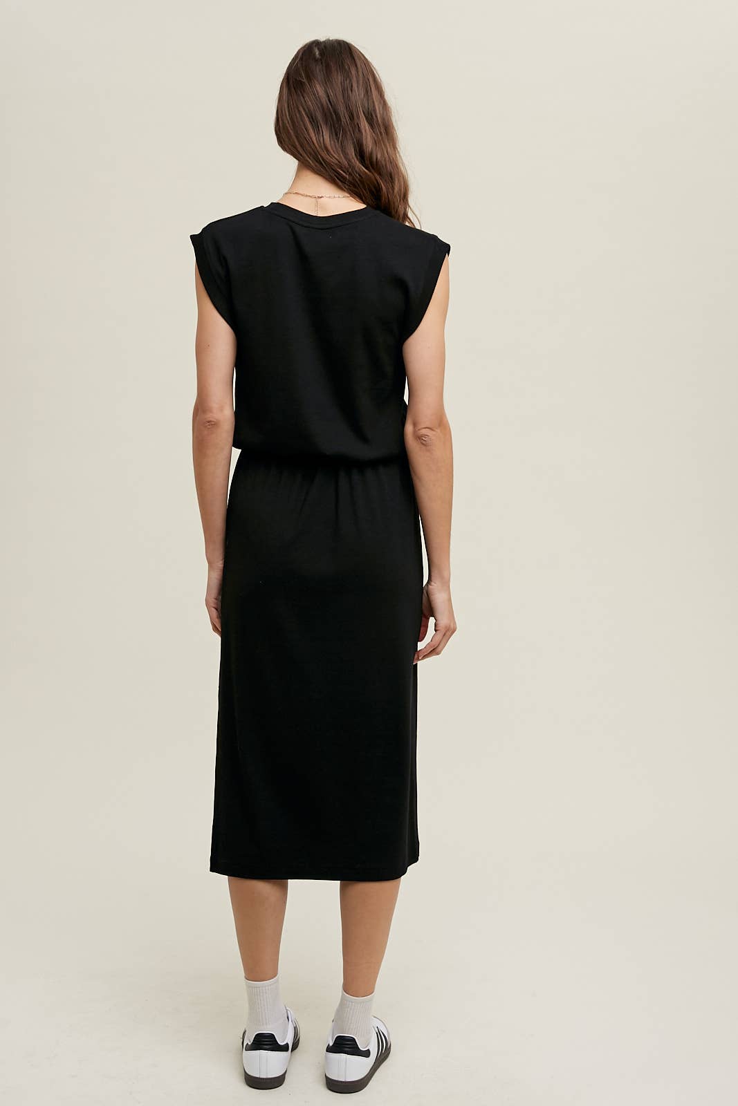 MUSCLE KNIT MIDI DRESS WITH DRAWSTRING / WL24-8856