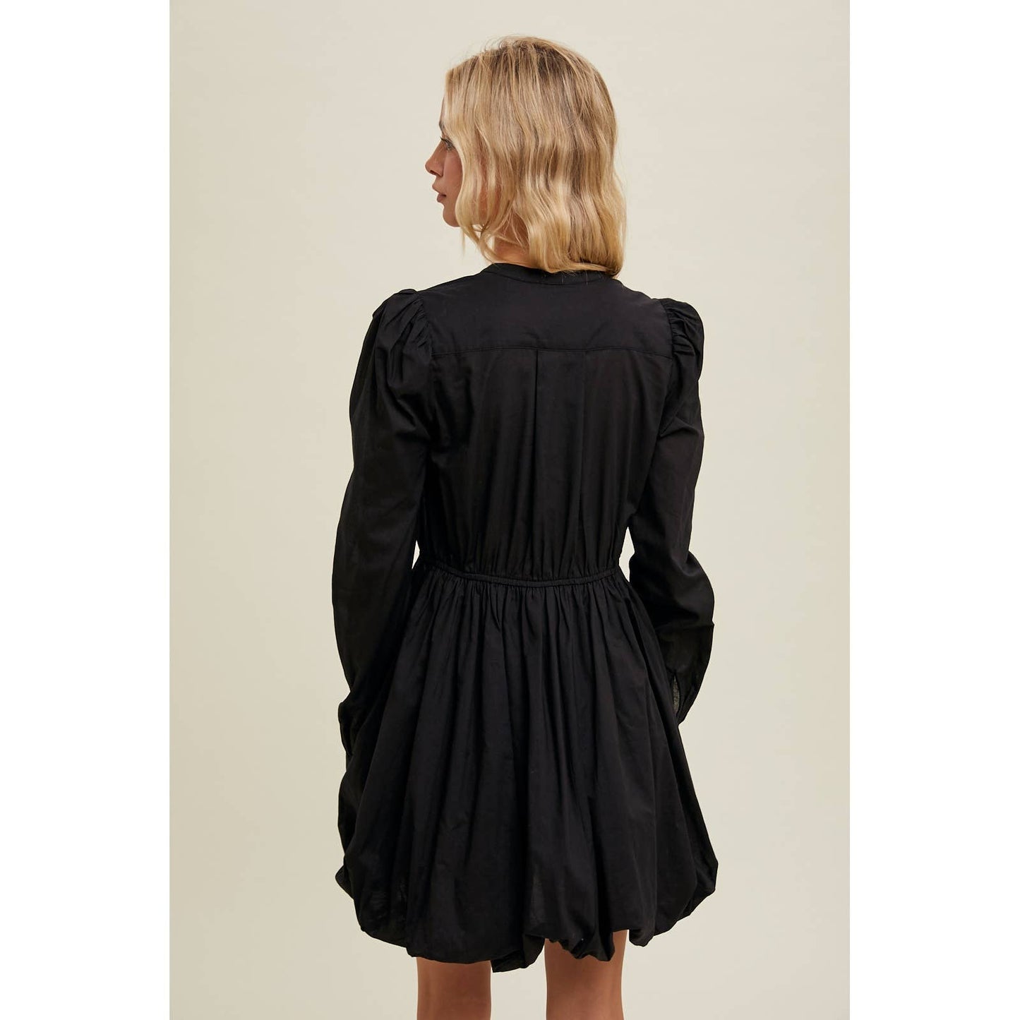 BUBBLE HEM BUTTON-UP MINI DRESS / WL24-9600