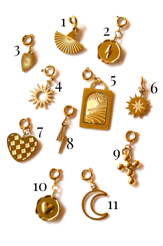Charms for DIY Charm Necklace-Stainless Steel, Gold Plated10