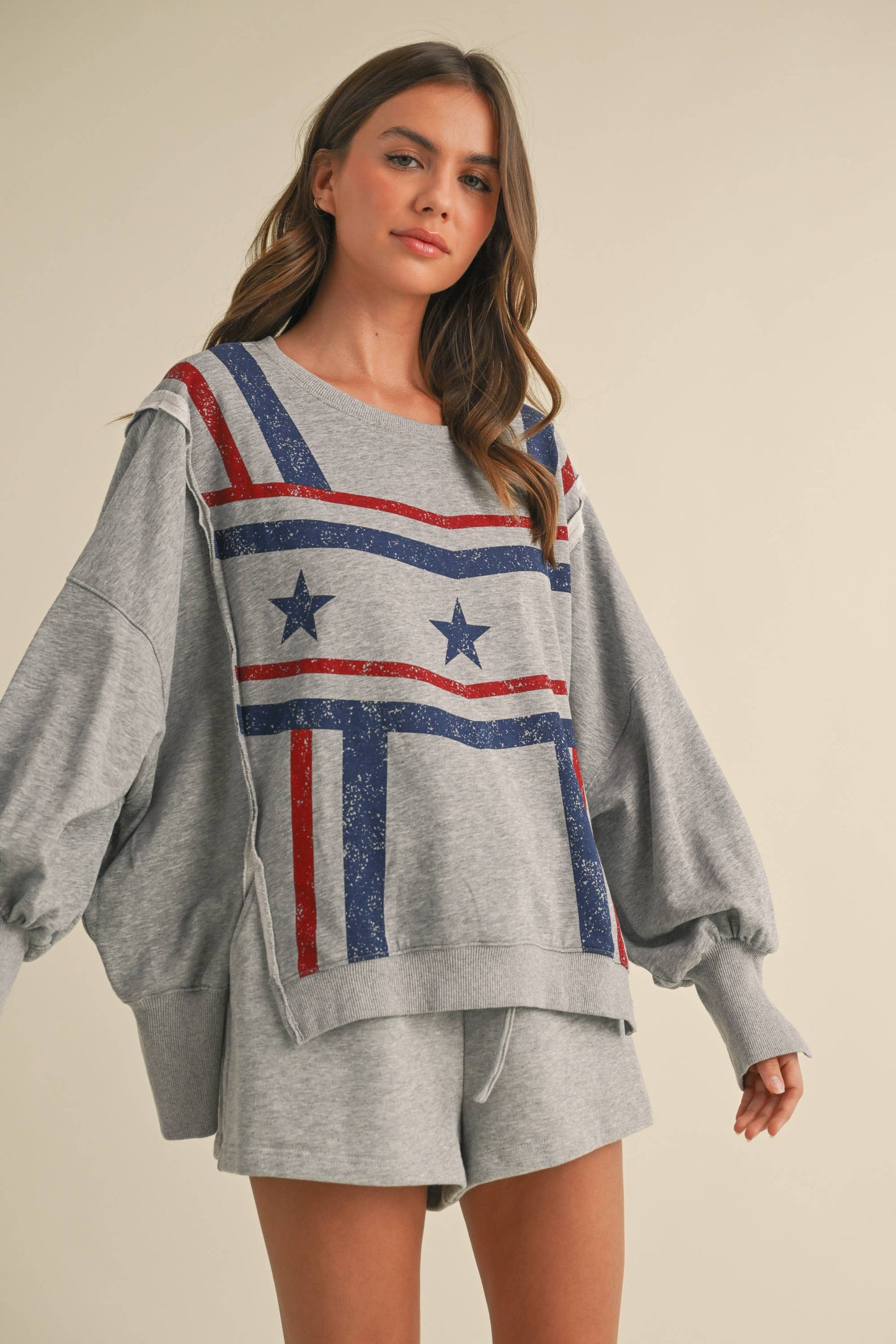 USA STAR GRAPHIC RELAXED FIT SWEATSHIRT