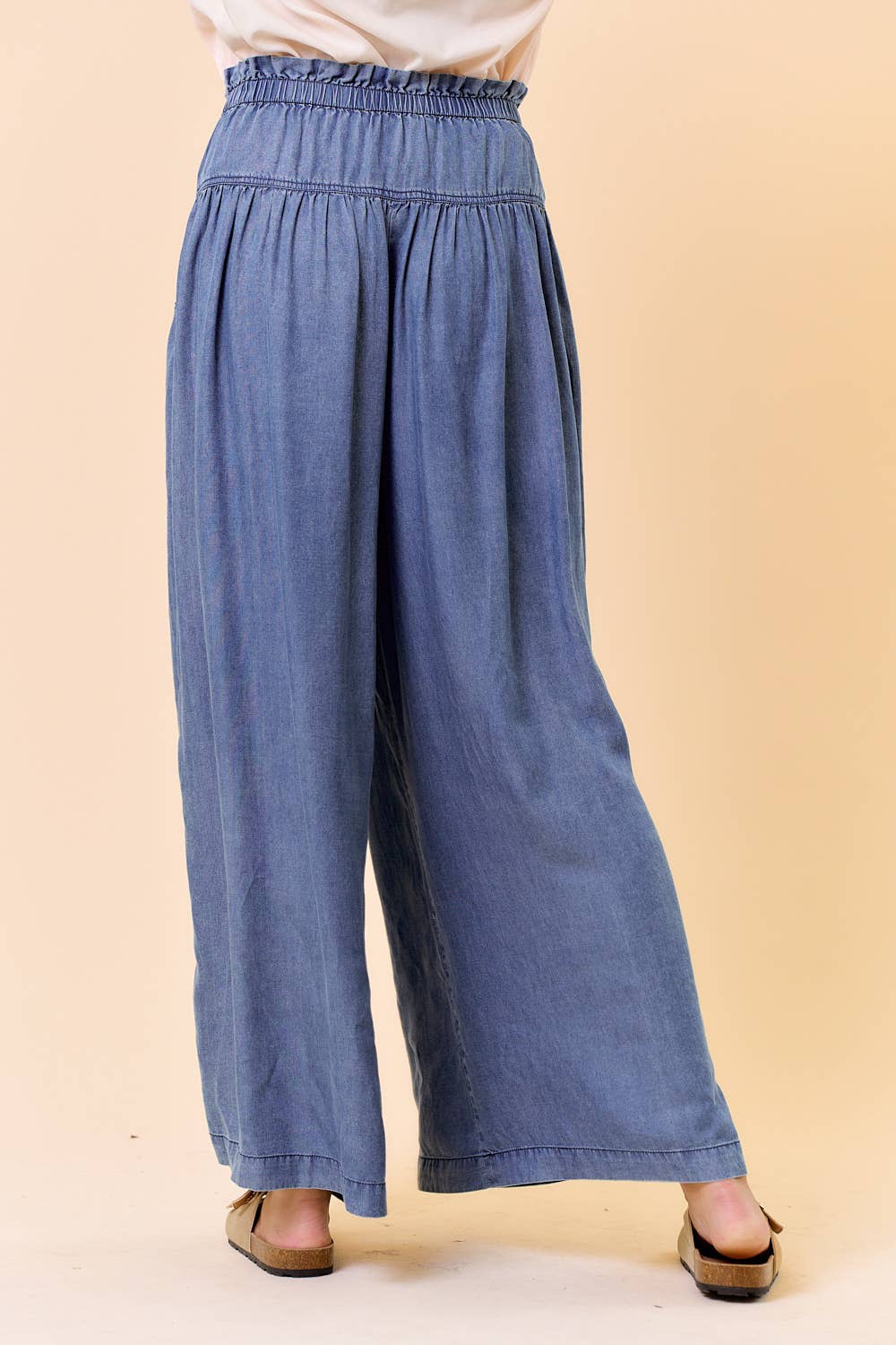 TENCEL DENIM VOLUME WIDE-LEG PANT W/ SLANT POCKETS - 8823P