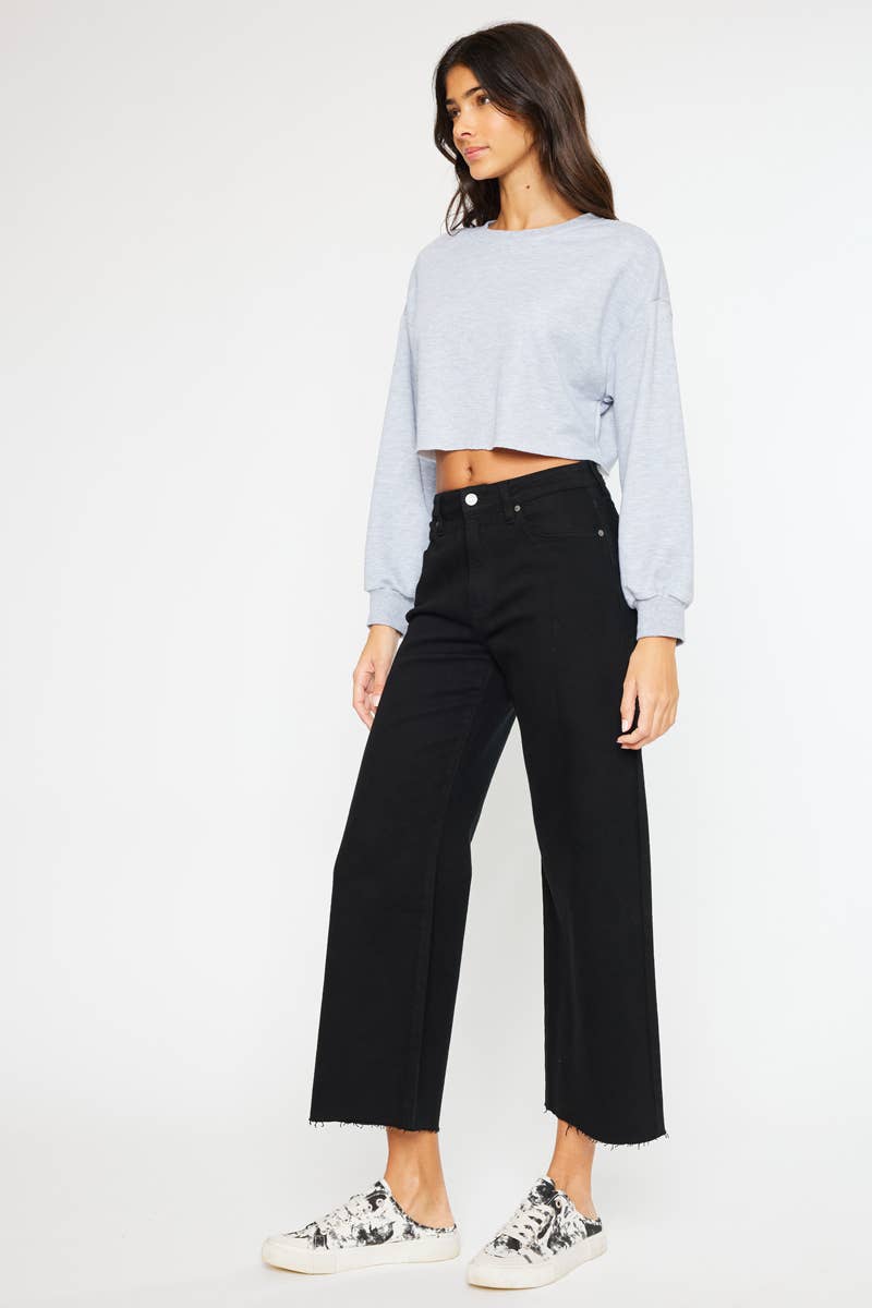 KC-High Rise Crop Wide Leg Jeans