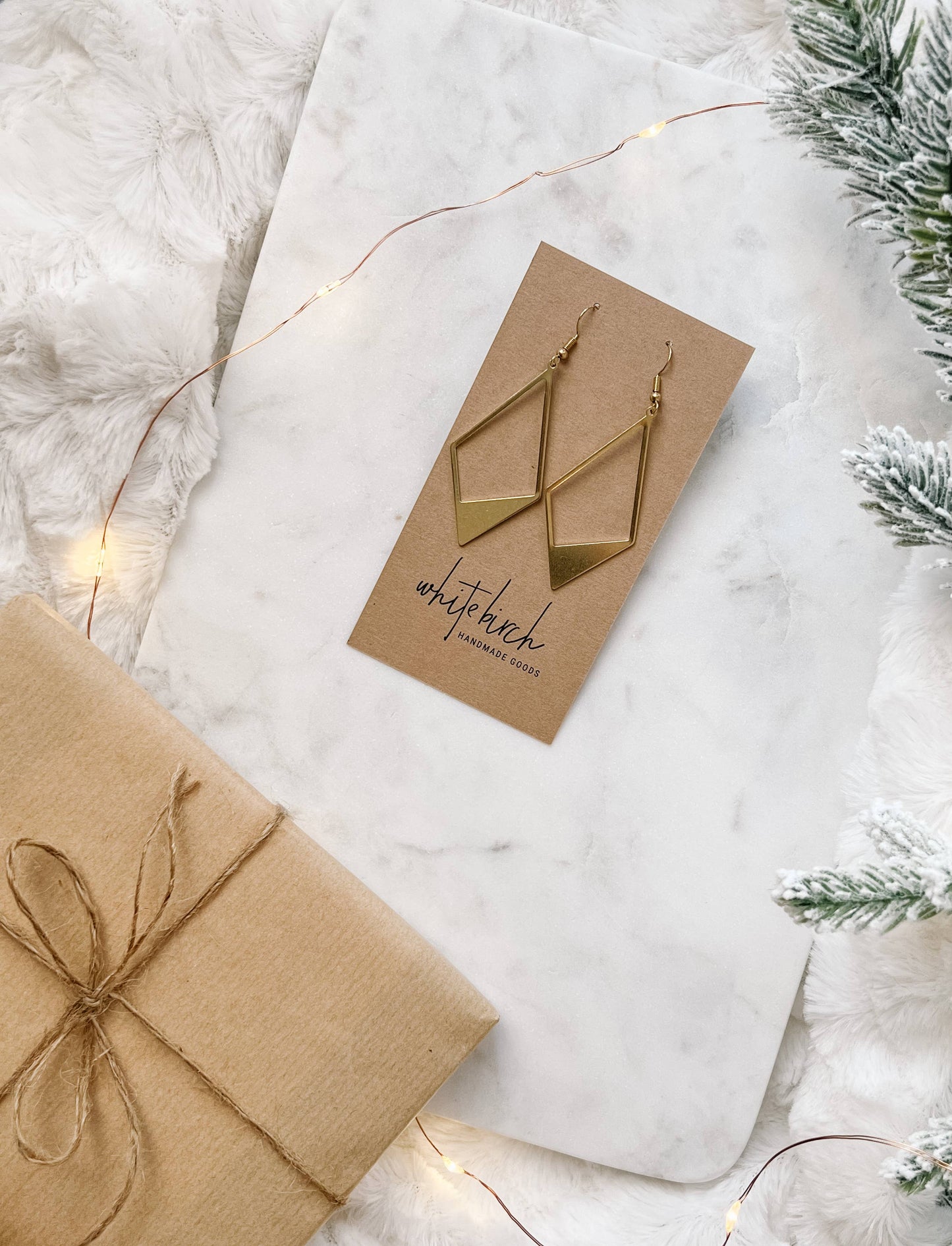 Brass Cut-Out Diamond Statement Earrings