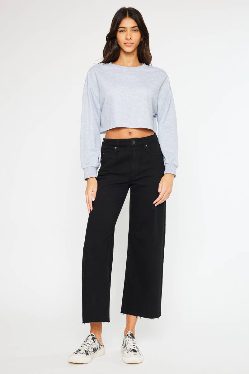 KC-High Rise Crop Wide Leg Jeans