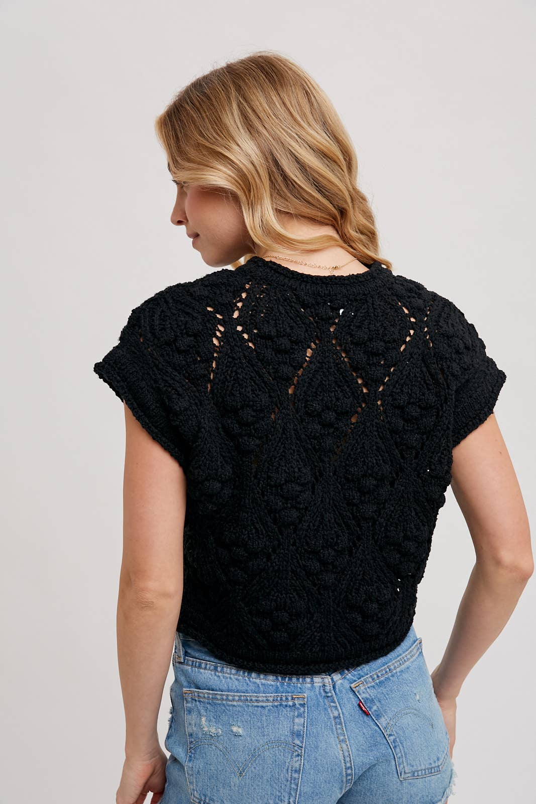 KNIT SWEATER SHORT SLEEVED PULLOVER