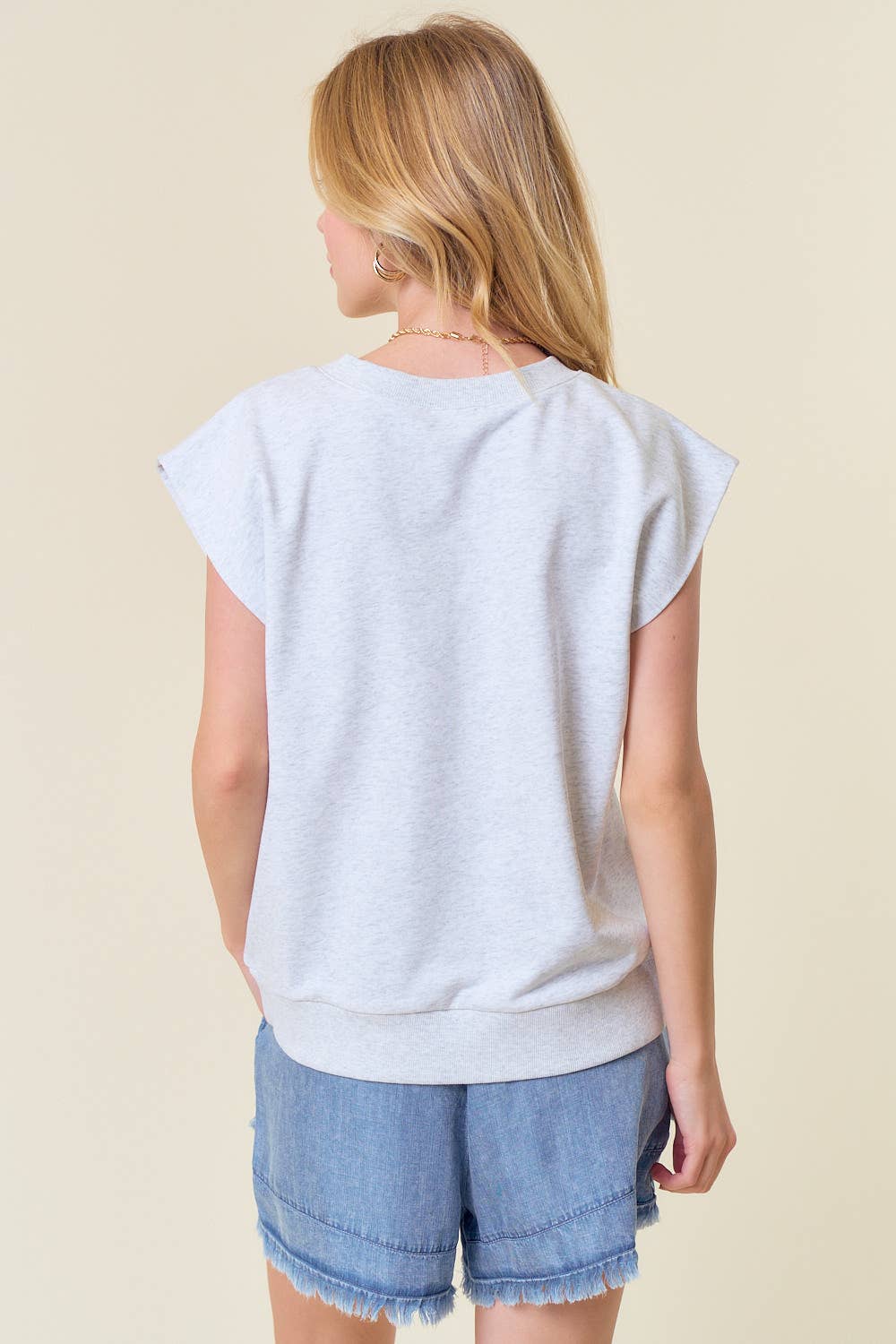 COTTON FRENCH TERRY CREW NECK MUSCLE SWEATSHIRT - 44388T