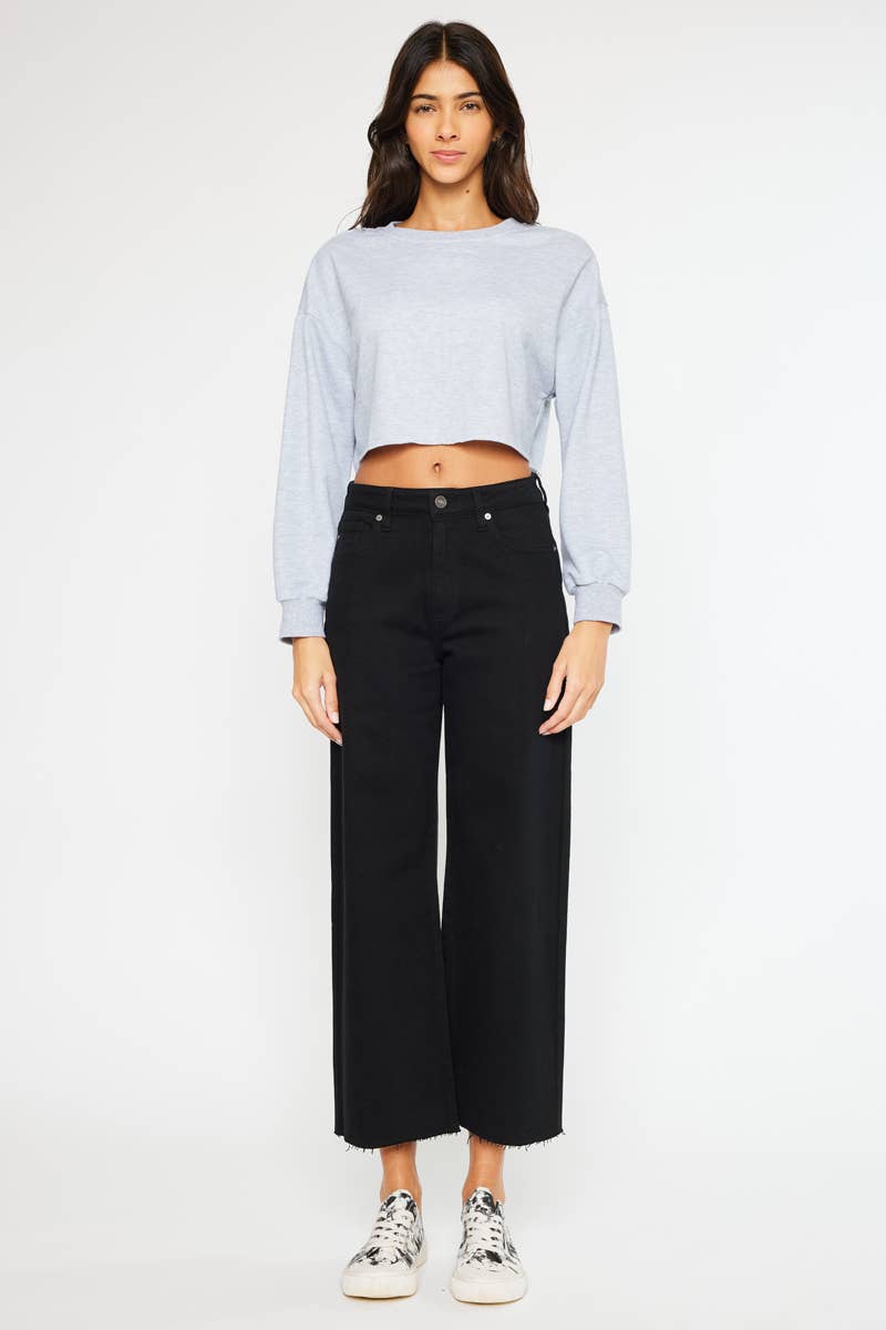 KC-High Rise Crop Wide Leg Jeans
