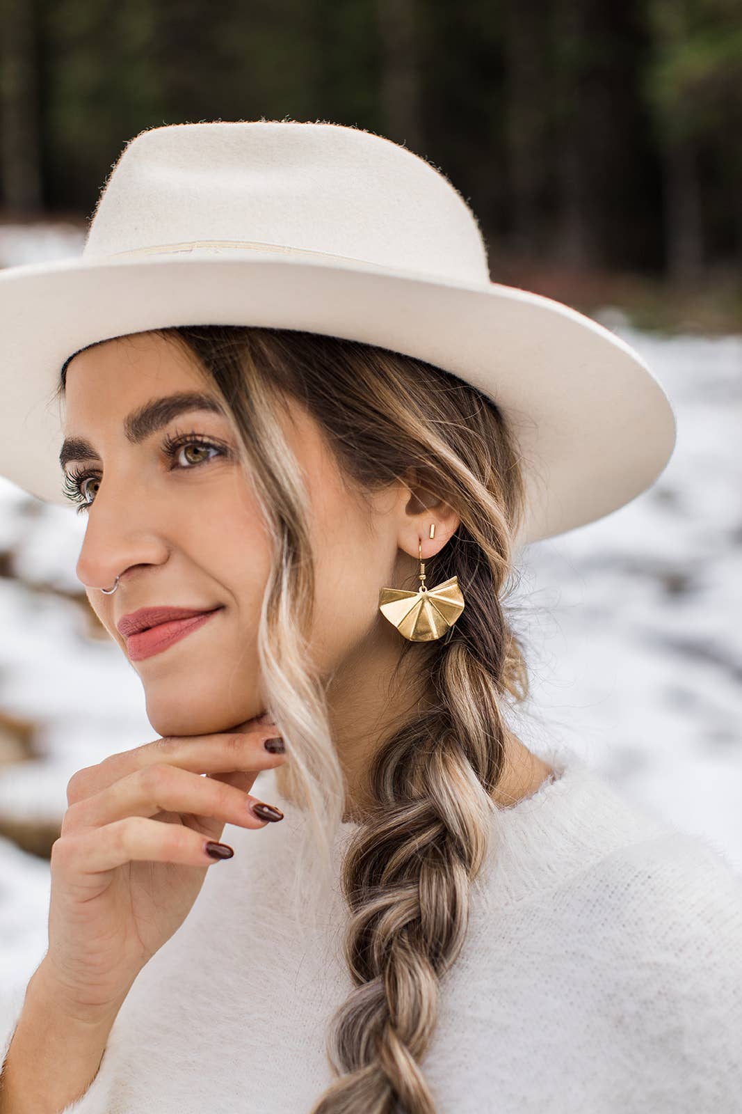Brass Sparkle Statement Earrings