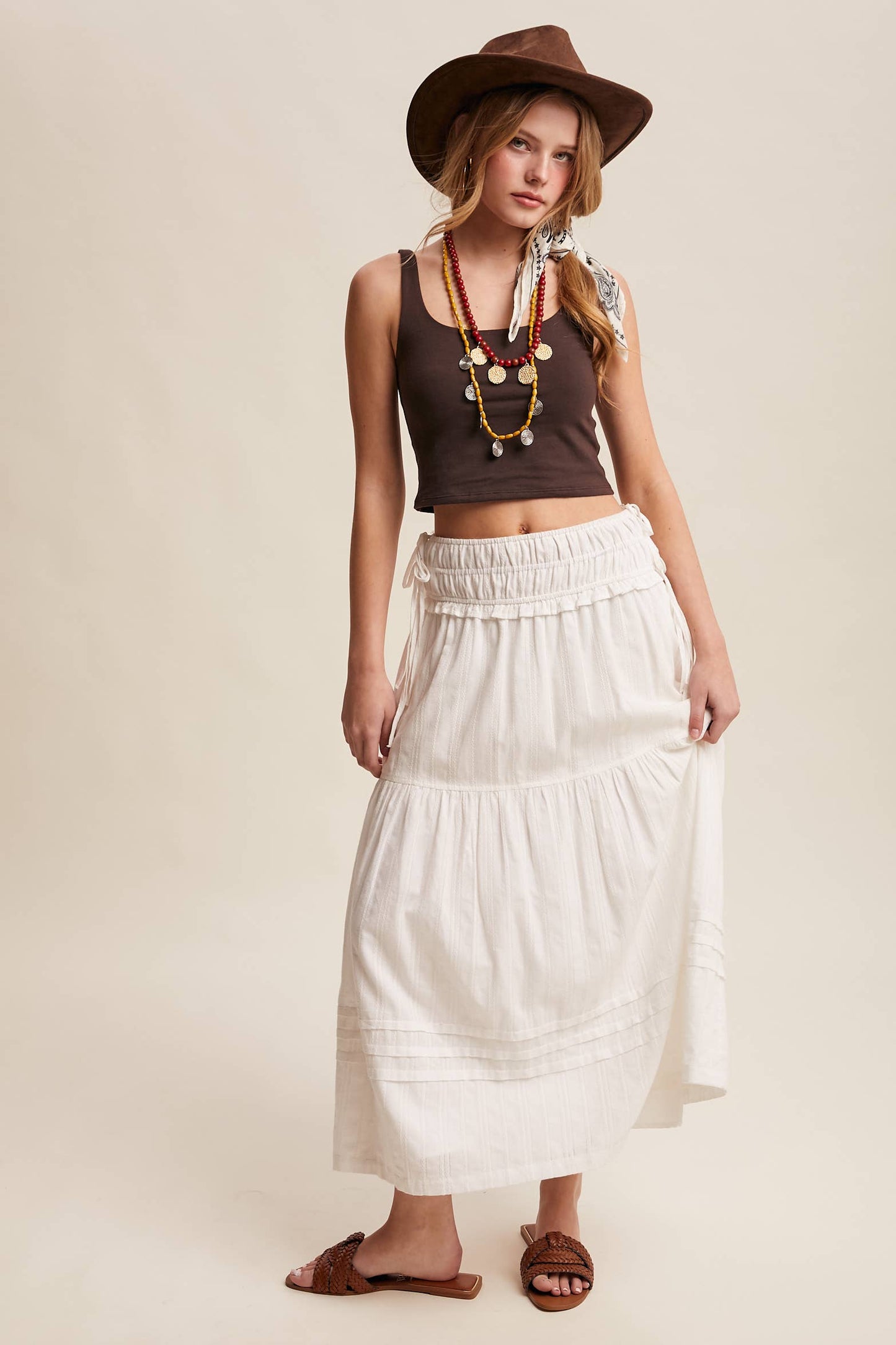 Textured Cotton Maxi Skirt