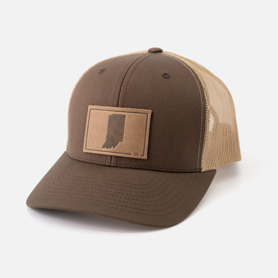 Indiana Silhouette Hat | Leather Patch Trucker Hat
