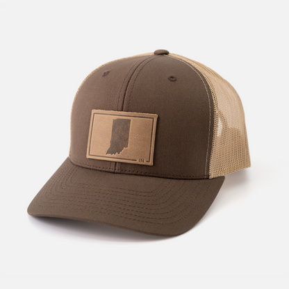 Indiana Silhouette Hat | Leather Patch Trucker Hat