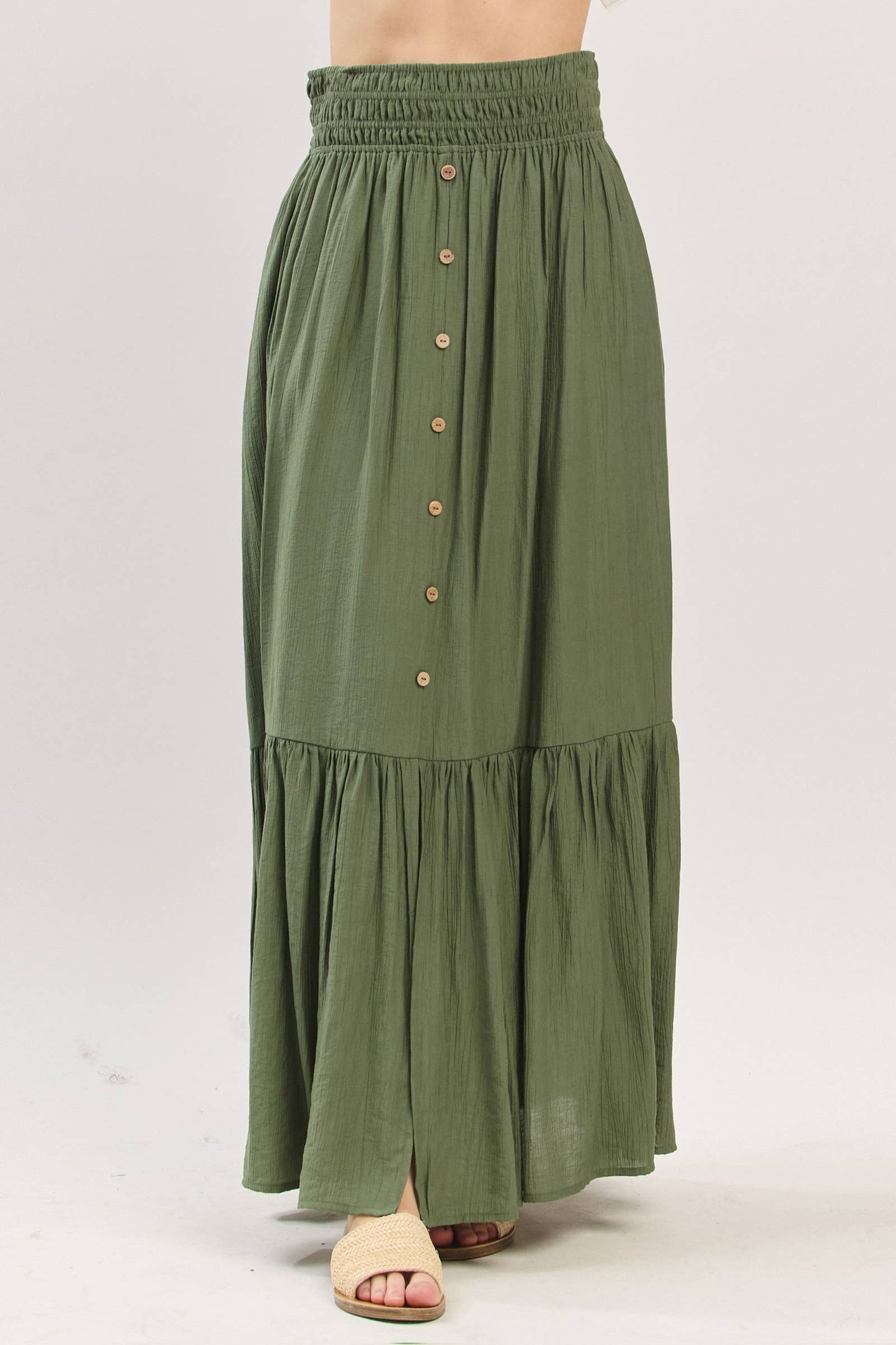 Tiered Center Slit Maxi Skirt - VS3399A