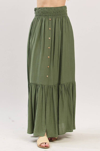 Tiered Center Slit Maxi Skirt - VS3399A