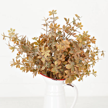 530075- 16in Plastic Sweetgum Leaves Bush-Flocked Fall Mix-
