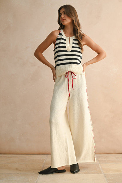 STITCH DETAIL KNITTED PANTS