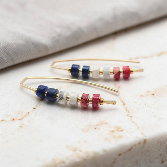Red White & Blue Earrings | American Jewelry | Gold