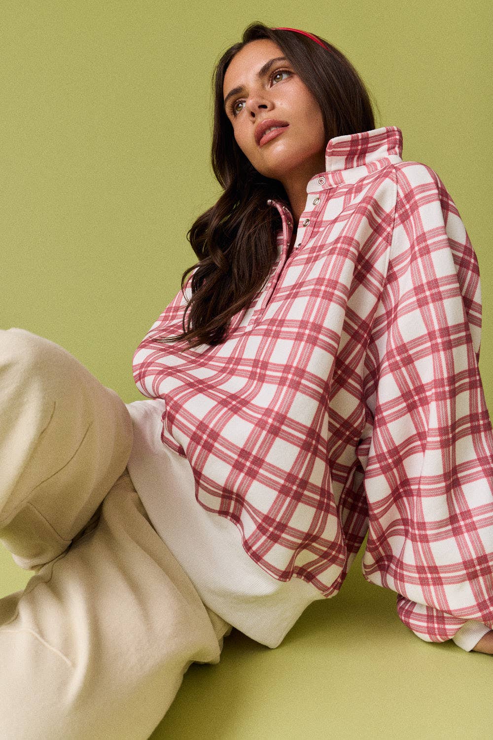Natalie Plaid Mock Neck Sweatshirt