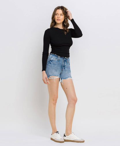 HIGH RISE BANDLESS BOYFRIEND SHORTS T5785