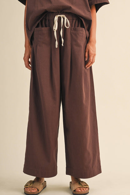 IST6073 RELAXED FIT TOP AND WIDE LEG CROPPED PANTS SET
