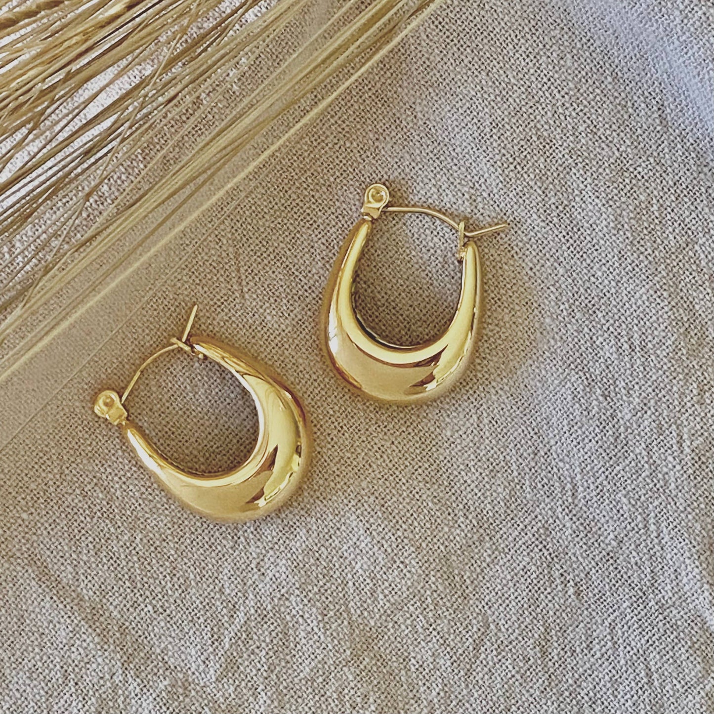 U Shaped Hoop Earrings 18k gold plated over SS waterproof