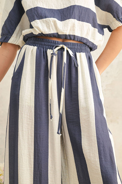 P4524ST   WIDE STRIPE WIDE LEG TROUSERS