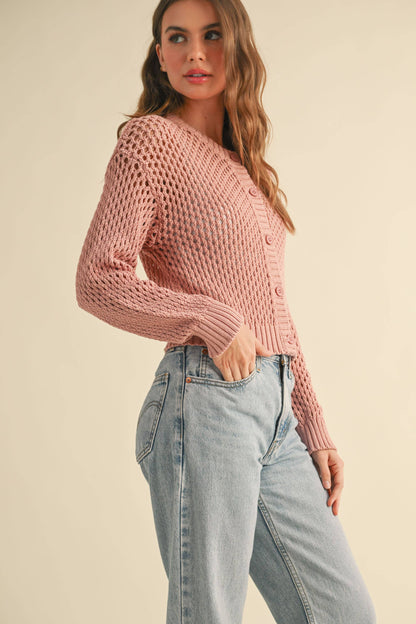 J2844  CROCHET KNITTED BUTTONDOWN CARDIGAN