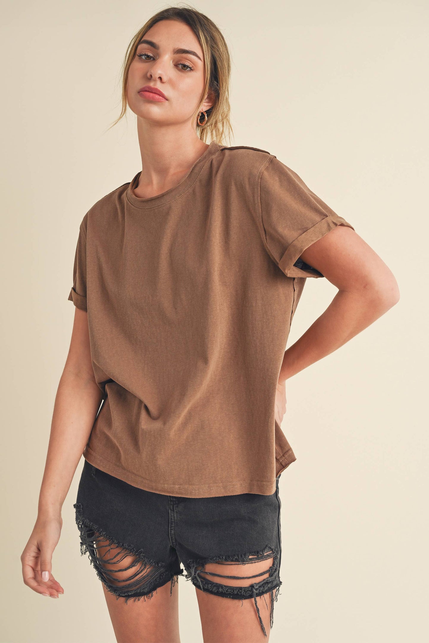 8314DN Mali Baby Tee Short Sleeve Top: White / Contemporary / S