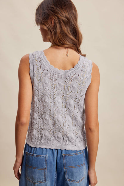 Reversible Pointelle Knit Vest Top LSW1049