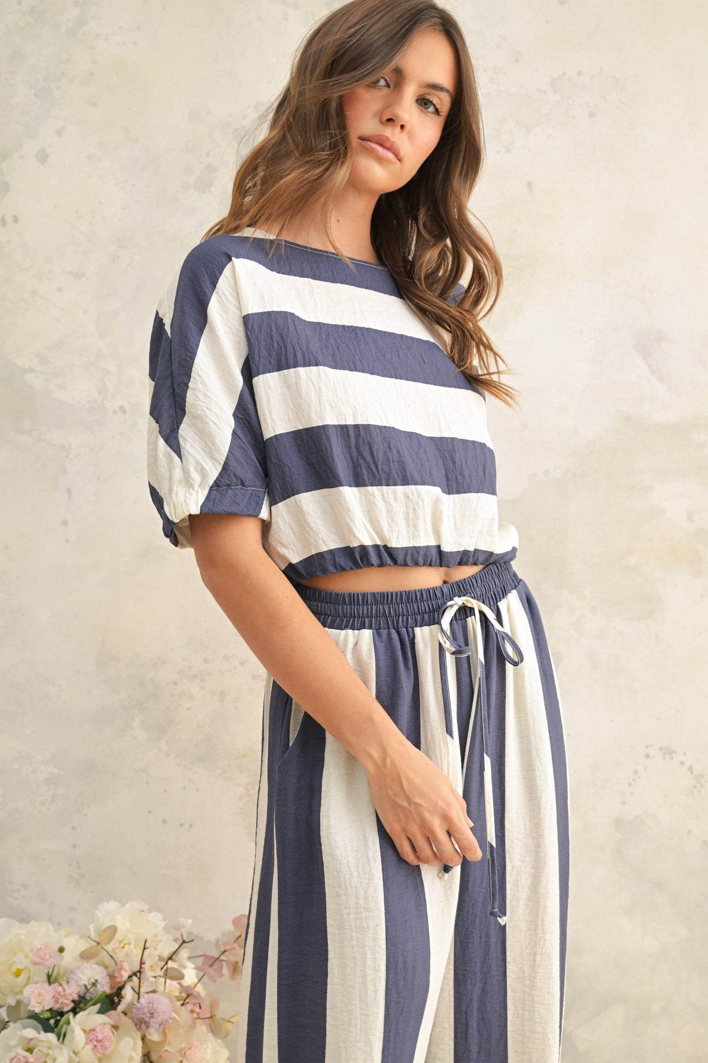 T4525ST   WIDE STRIPE BOAT NECK TOP